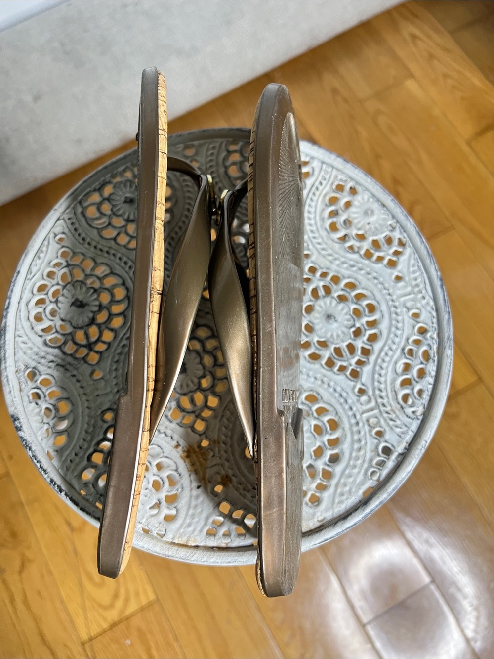 Michael Kors Metallic Bronze Cork-Style Flip Flops - Picture 5 of 5